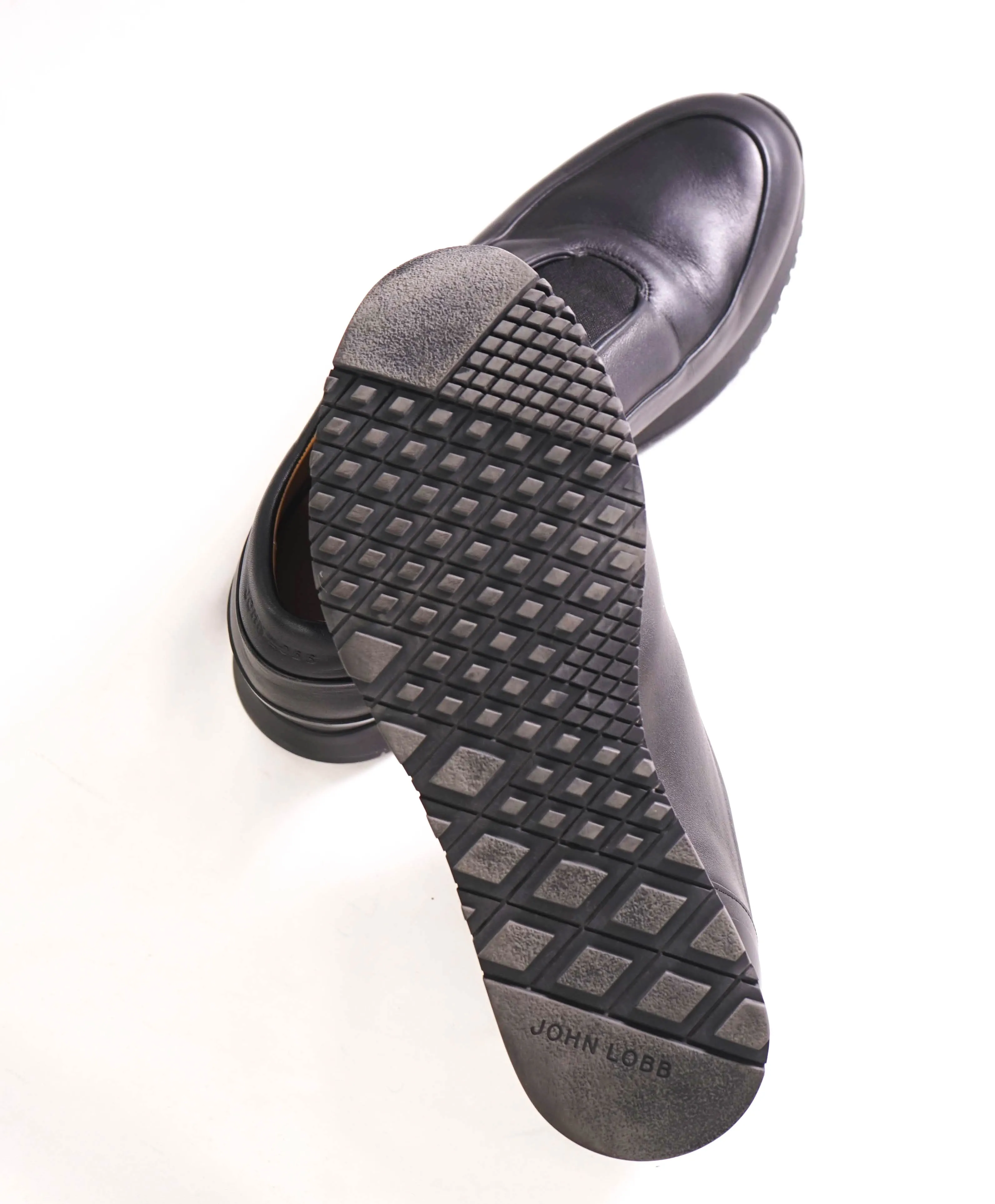 $1,000 JOHN LOBB - "CANNON" Black Elastic Leather Sneakers - 8.5 US (7.5 EU)
