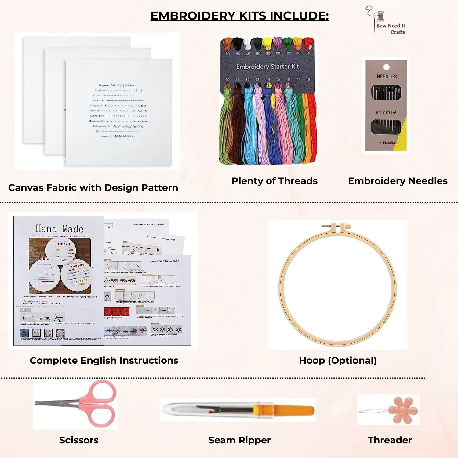 3 Piece Set Beginner DIY Modern Embroidery Kit Needle Point 1