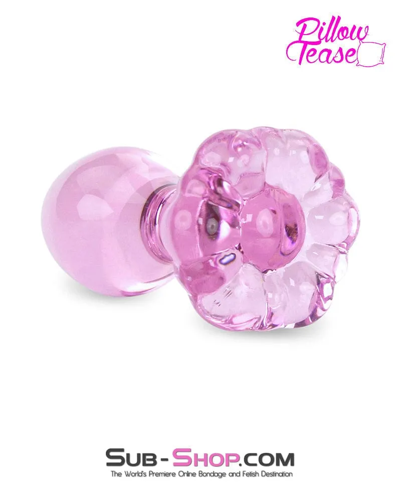 7861M      Flower Power Pink Glass Beginner Butt Plug