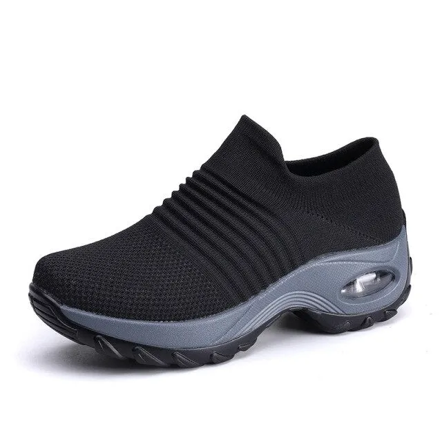 Air Cushioning Women Running Shoes Slip On Sock Sneakers Trainers Sport