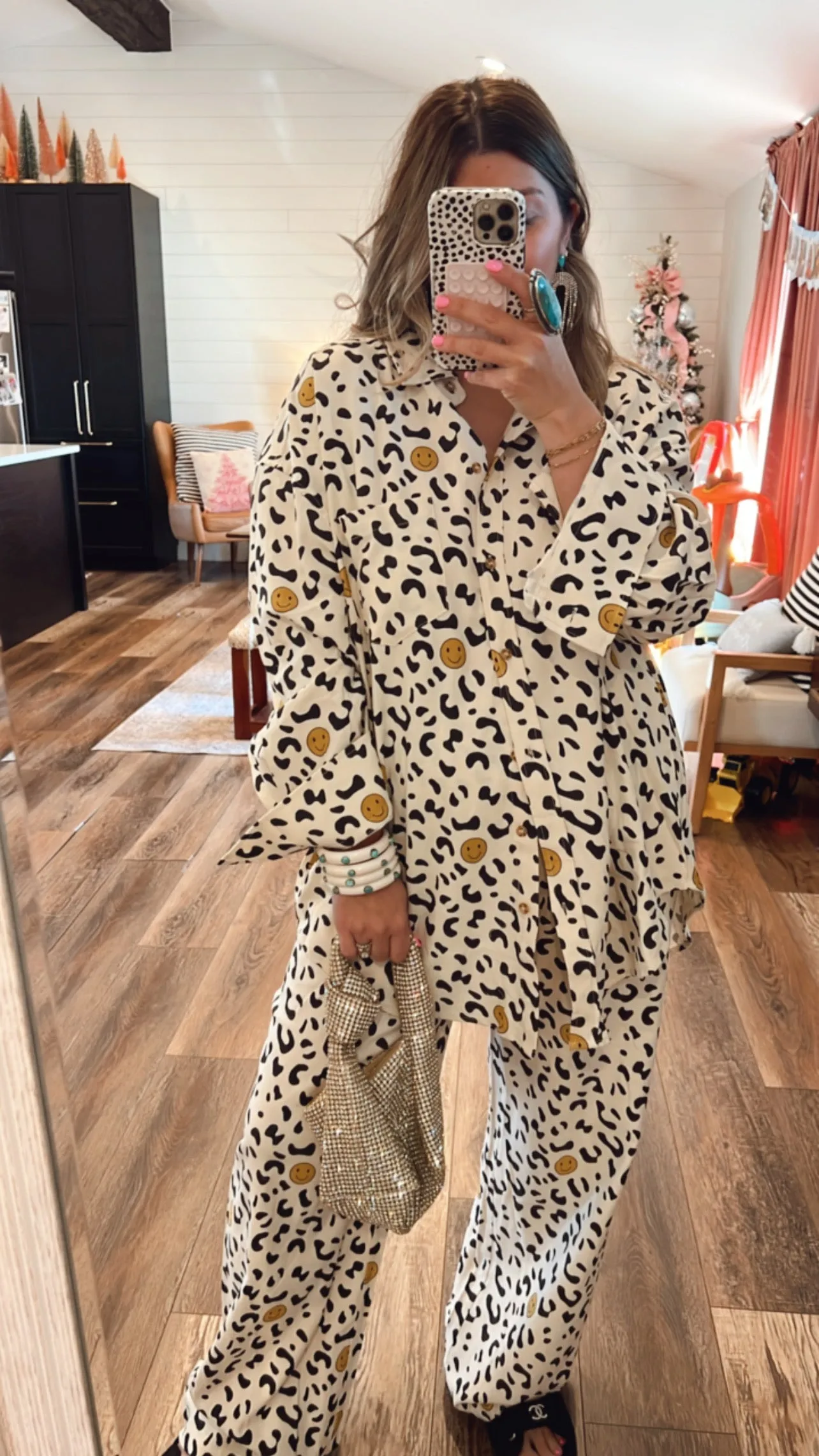 All Smiles Leopard Shacket Top