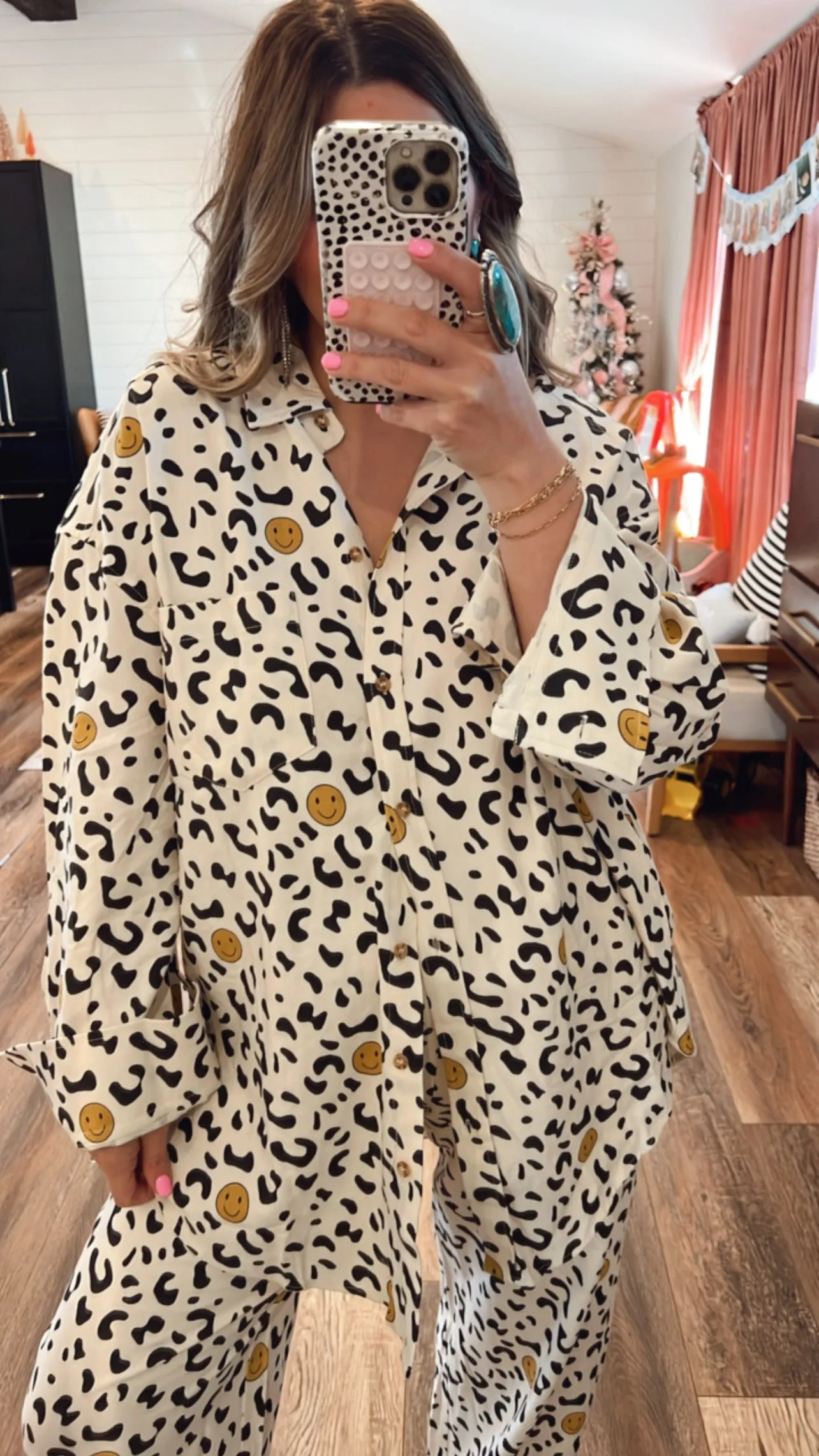 All Smiles Leopard Shacket Top