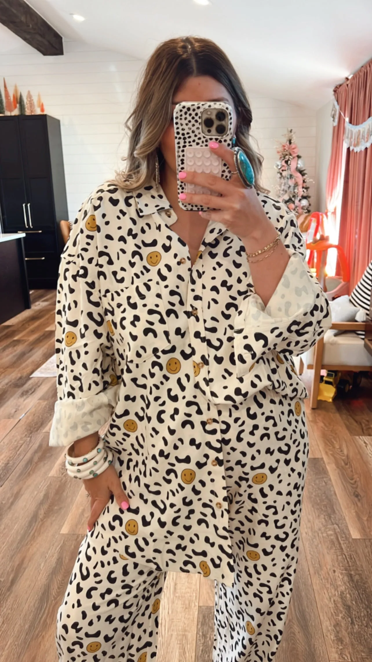 All Smiles Leopard Shacket Top