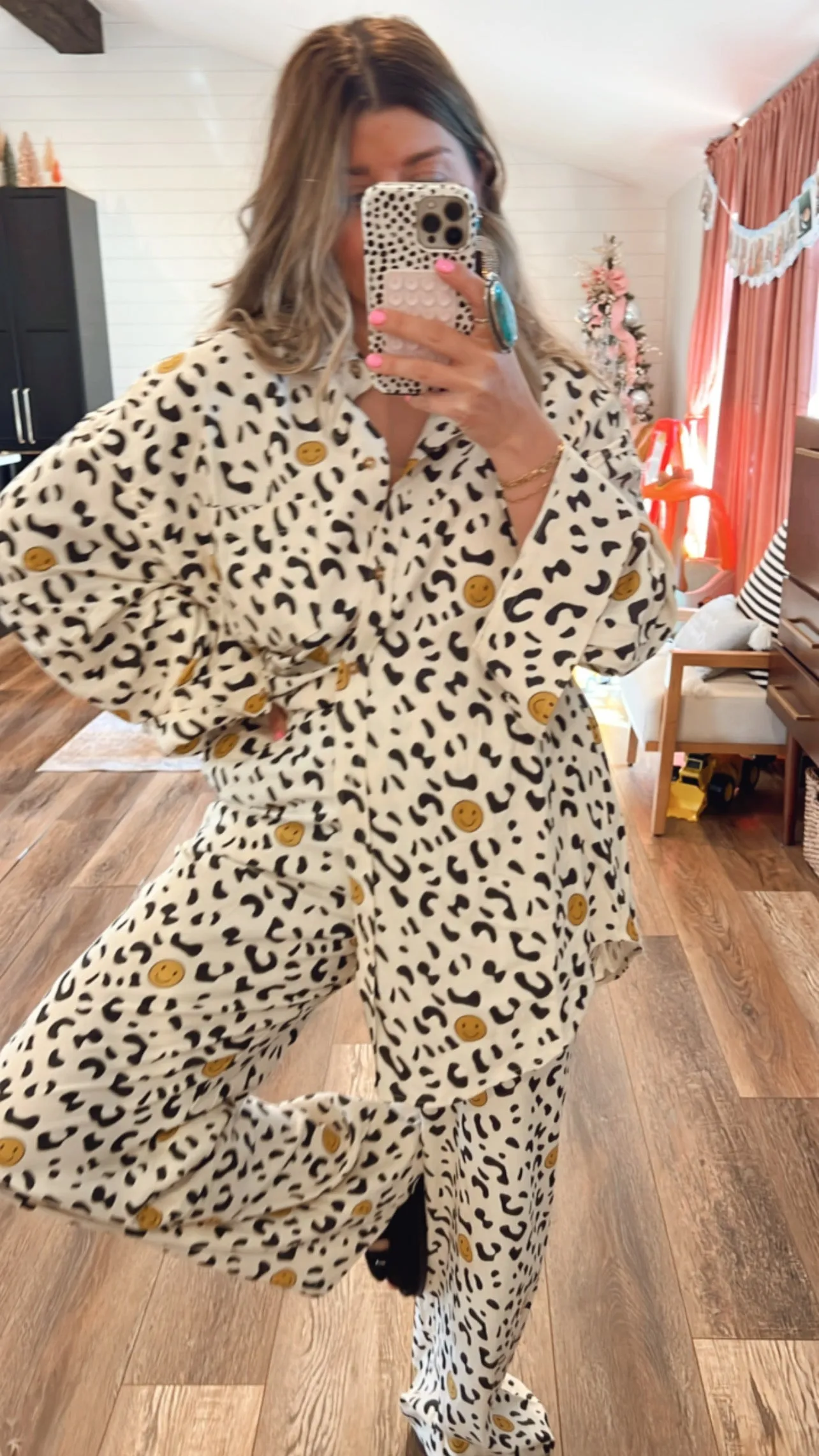 All Smiles Leopard Shacket Top