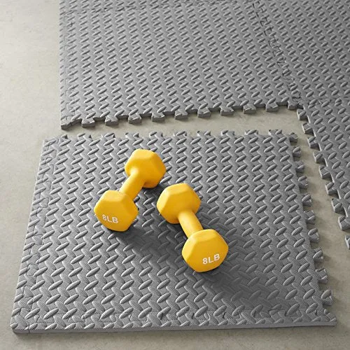 AmazonBasics Puzzle Exercise Mat with EVA Foam Interlocking Tiles - Grey
