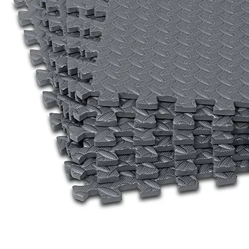 AmazonBasics Puzzle Exercise Mat with EVA Foam Interlocking Tiles - Grey