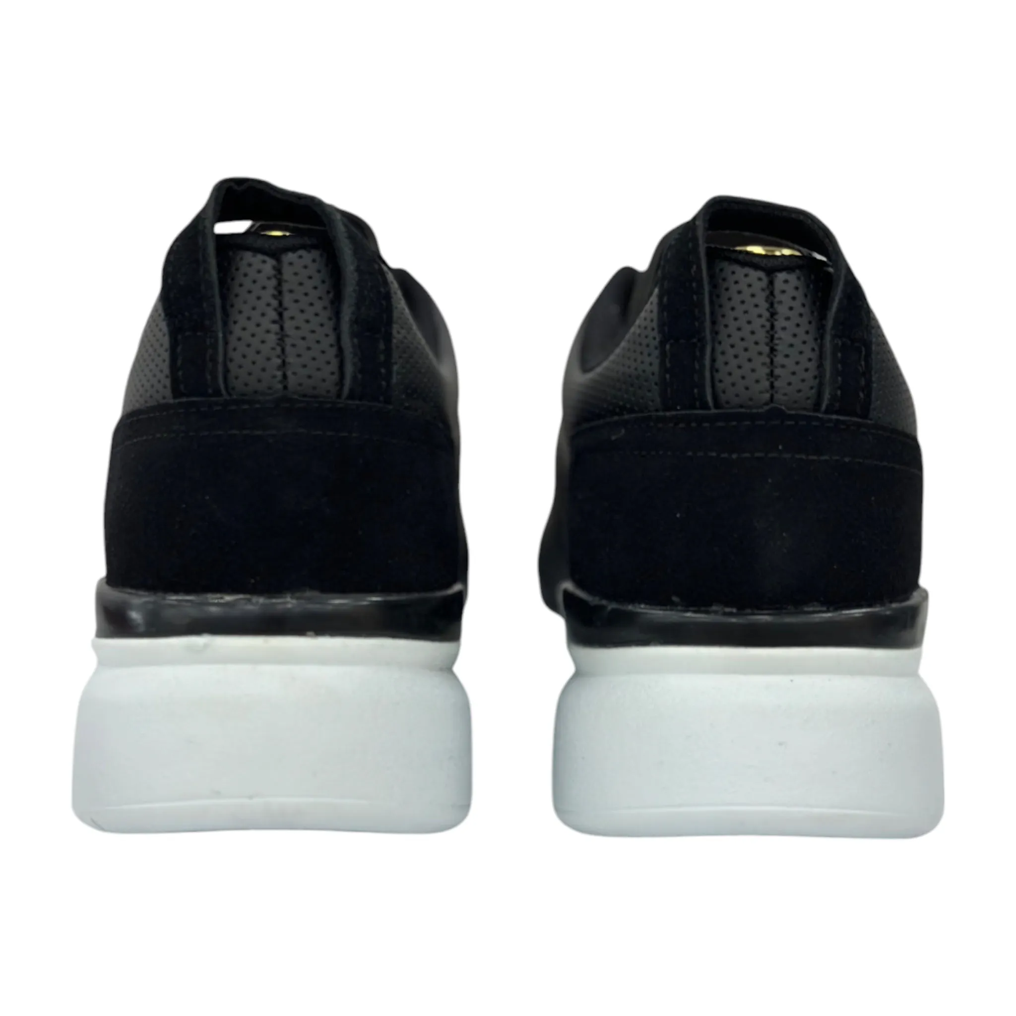 Black Casual Sneakers-White Rubber Bottom-Black on Black Lace-92234