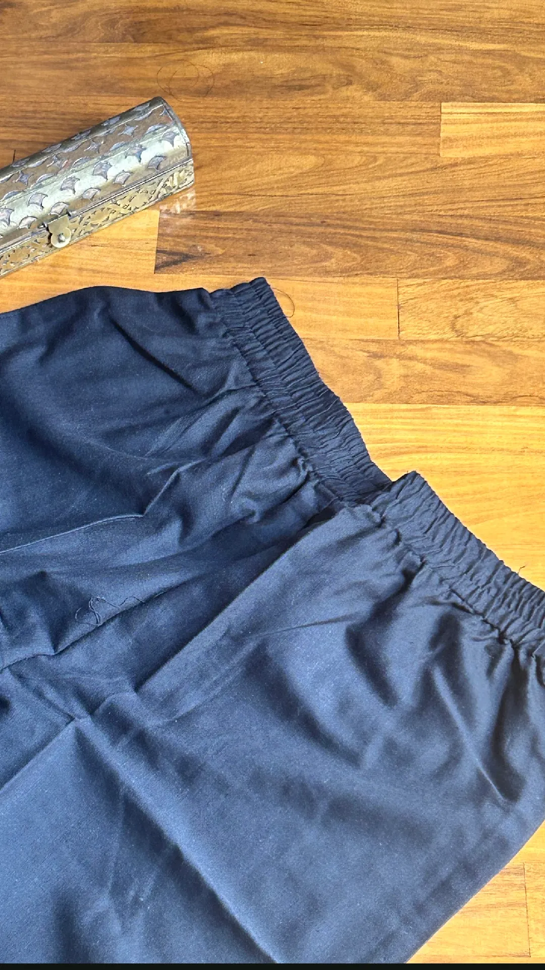 Black Embroidery Straight Pant In Cotton