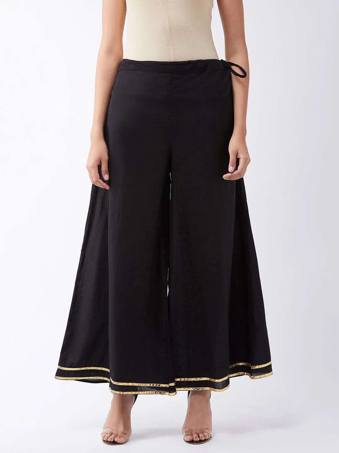 Black Palazo With Gold Gota Work