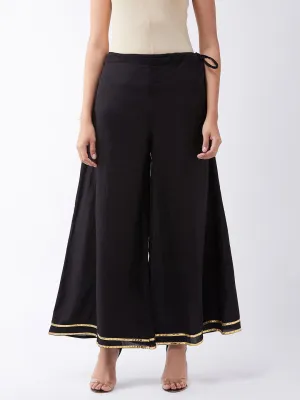 Black Palazo With Gold Gota Work