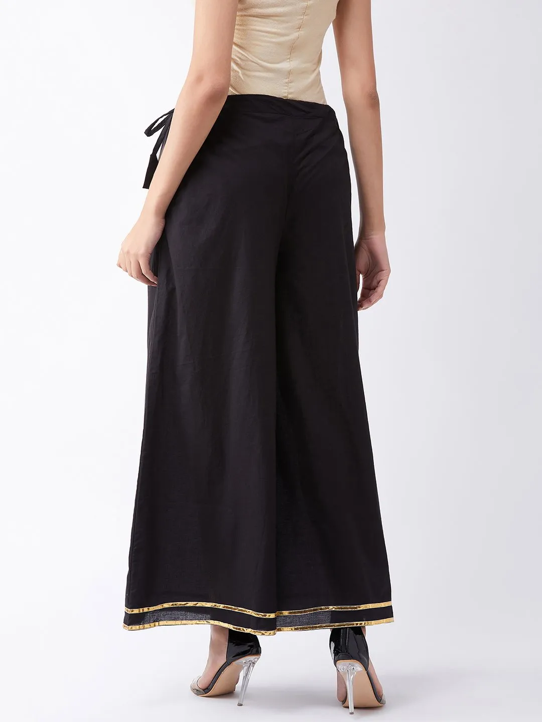 Black Palazo With Gold Gota Work