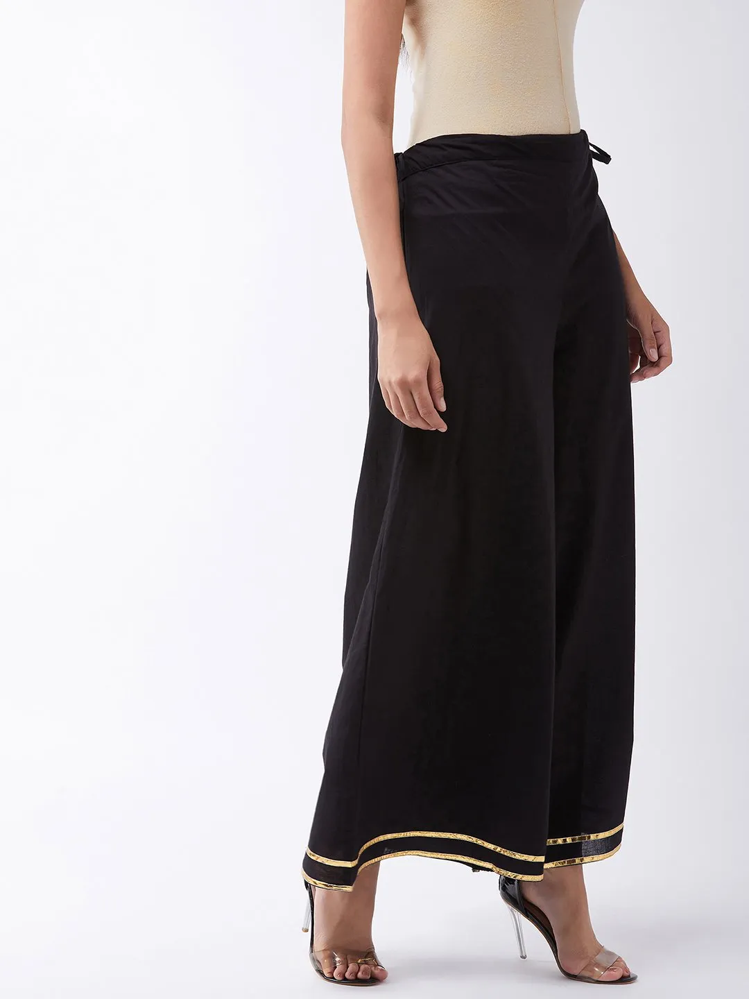 Black Palazo With Gold Gota Work