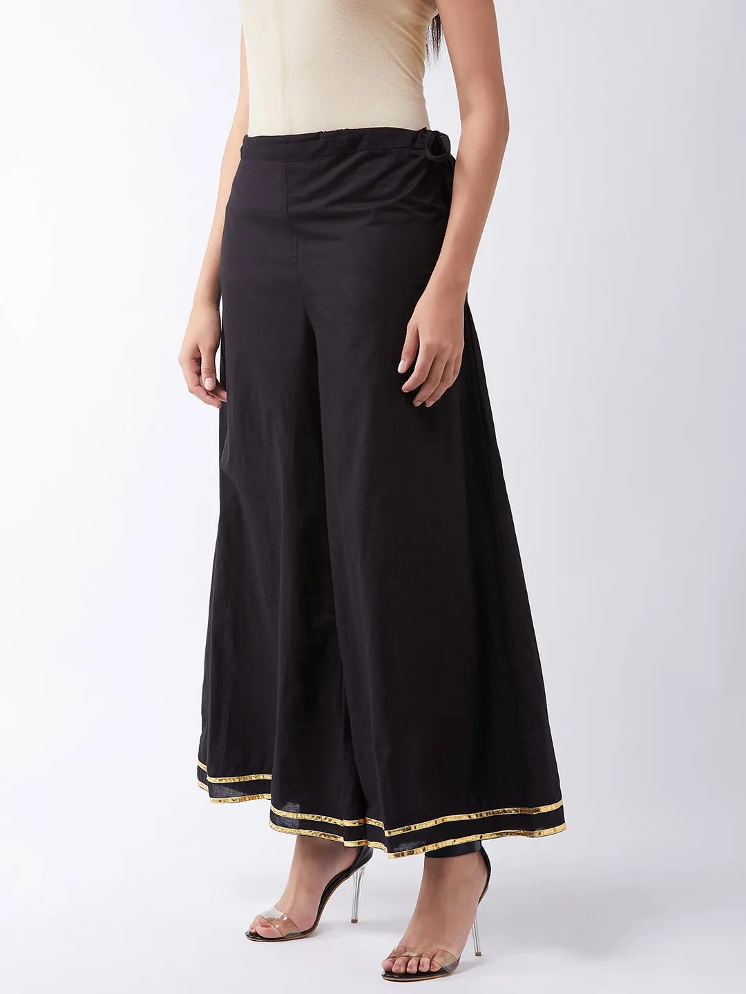 Black Palazo With Gold Gota Work
