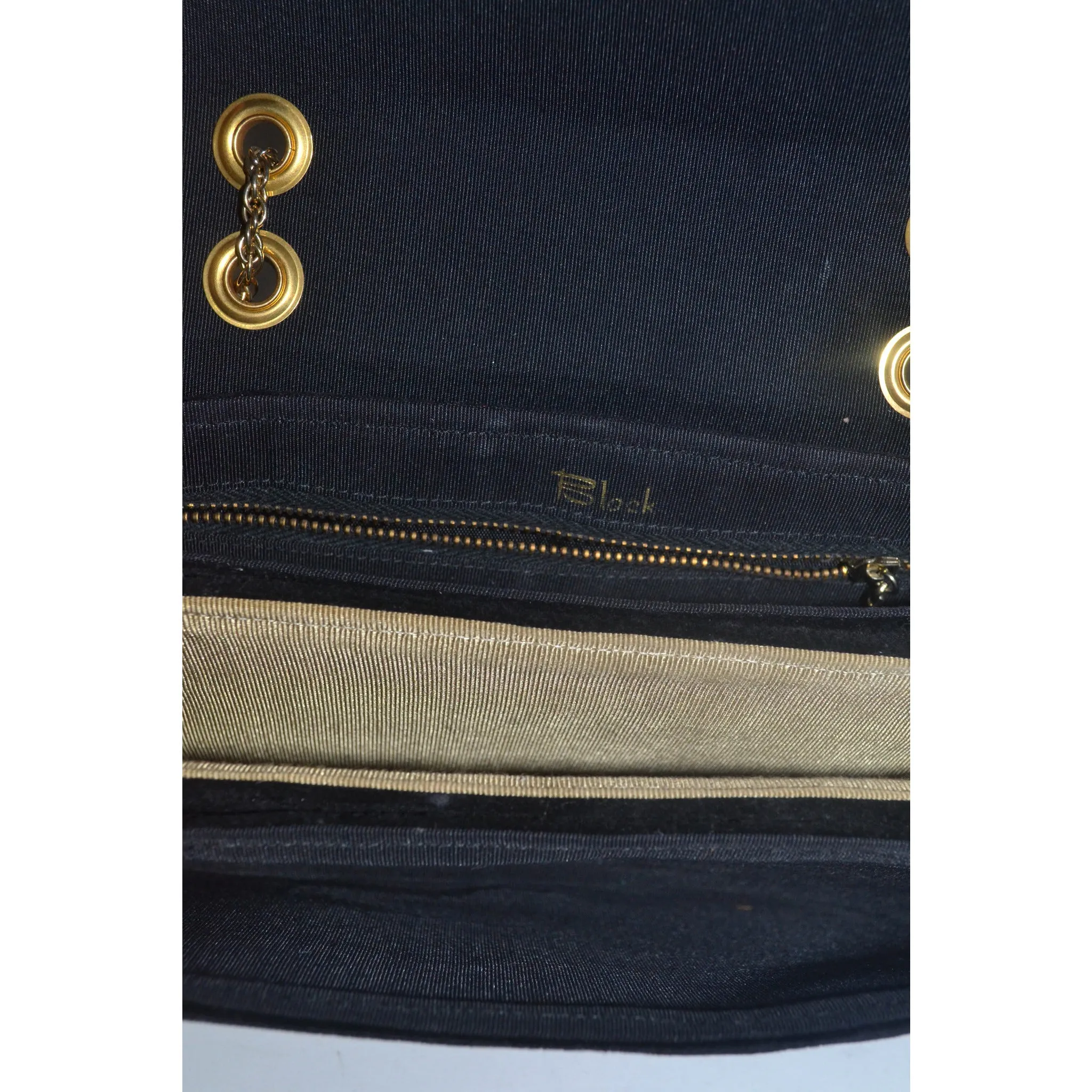 Black Plush & Leather Purse By Block