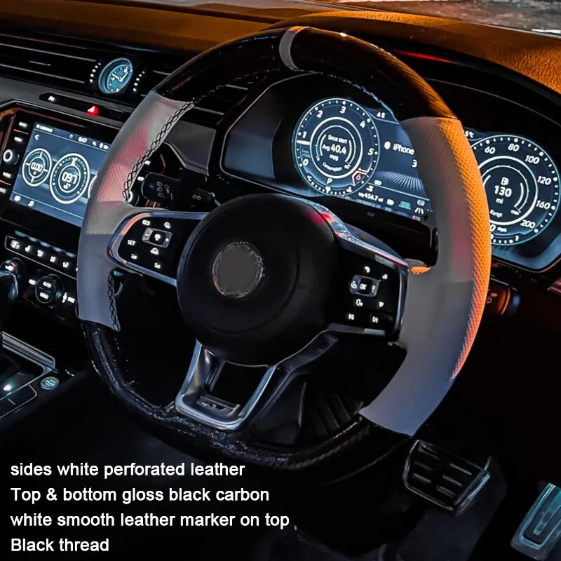 Black Suede Leather Car Steering Wheel Cover