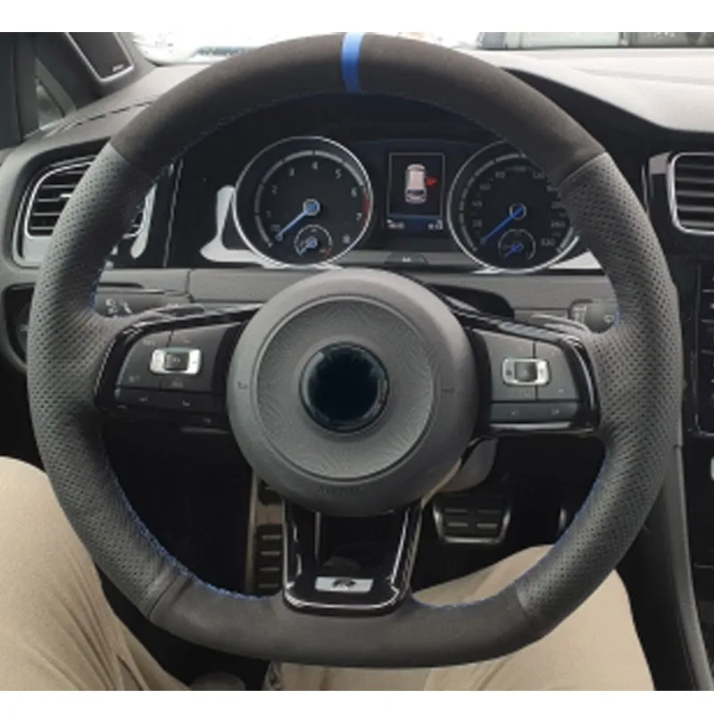 Black Suede Leather Car Steering Wheel Cover