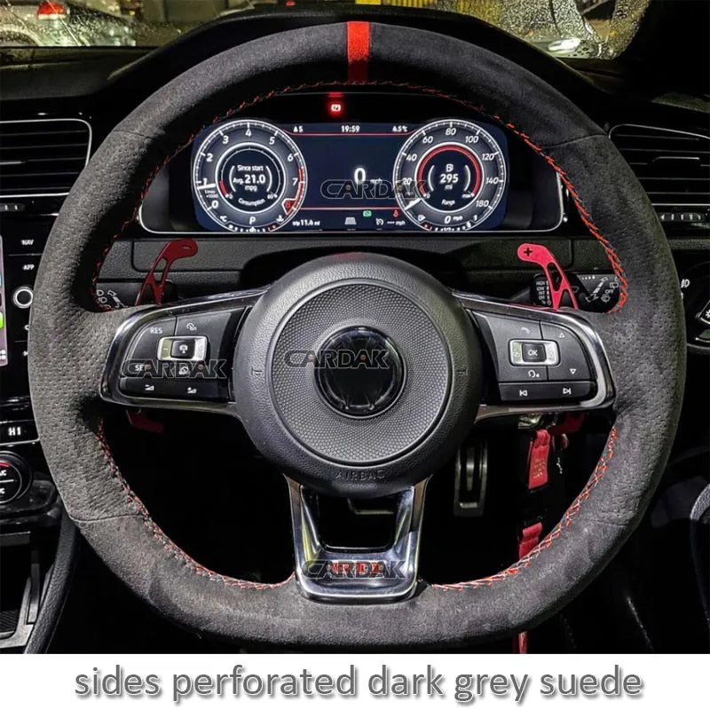 Black Suede Leather Car Steering Wheel Cover