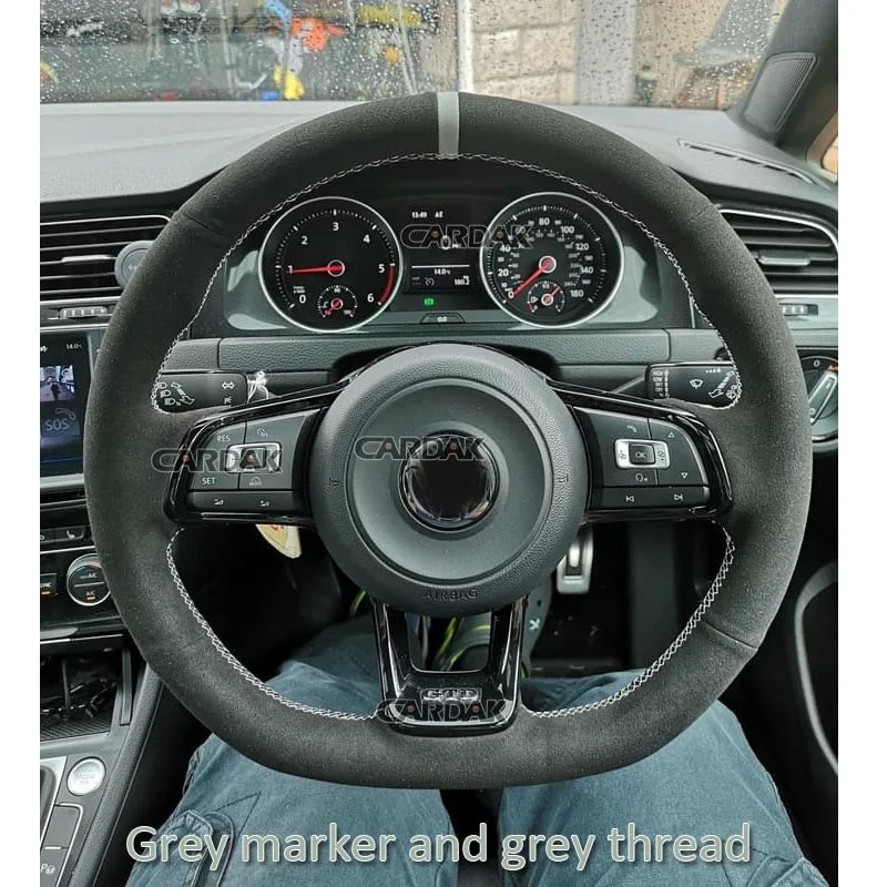 Black Suede Leather Car Steering Wheel Cover
