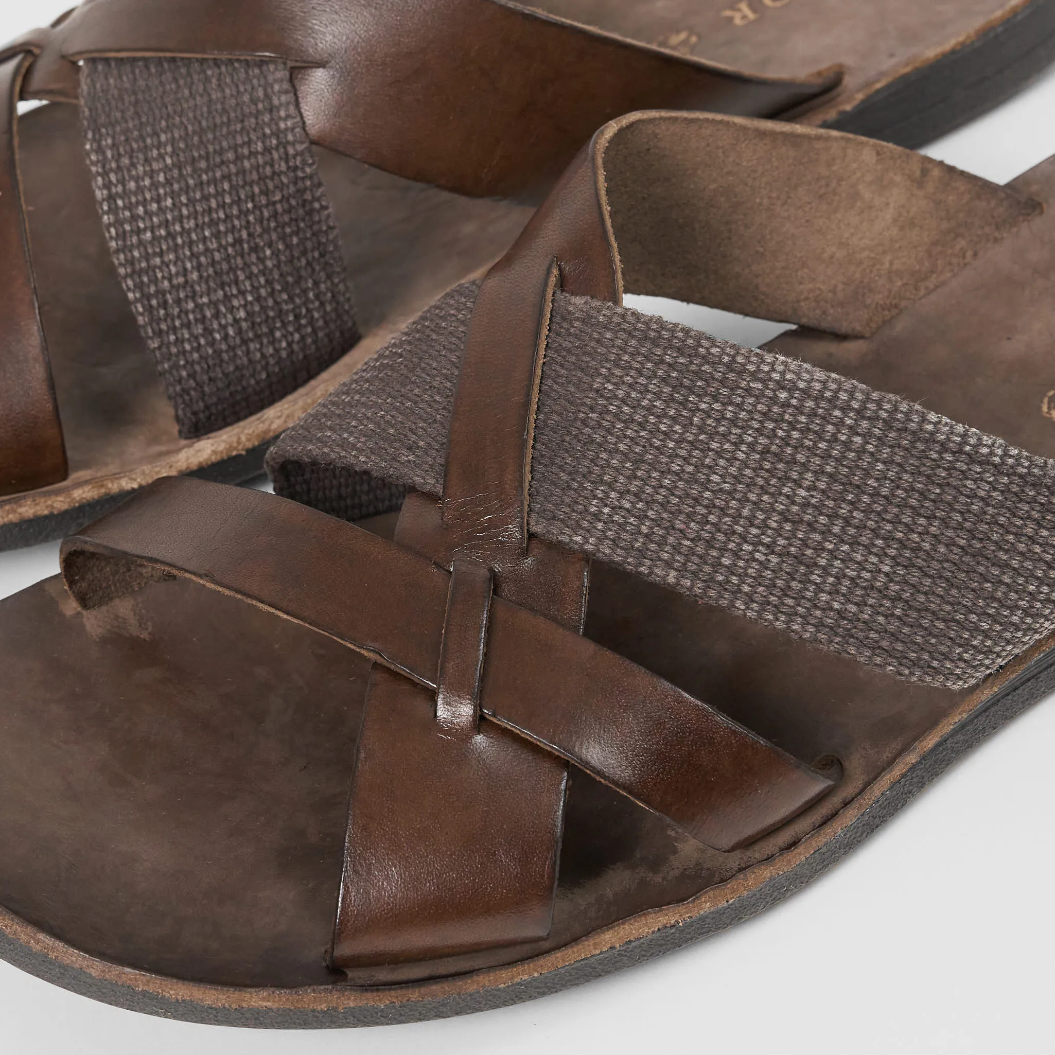 Brador Mens Leather &  Canvas Sandals