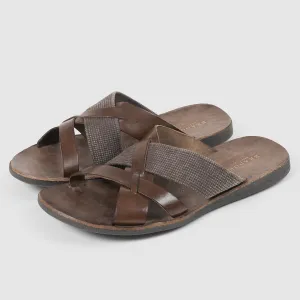 Brador Mens Leather &  Canvas Sandals