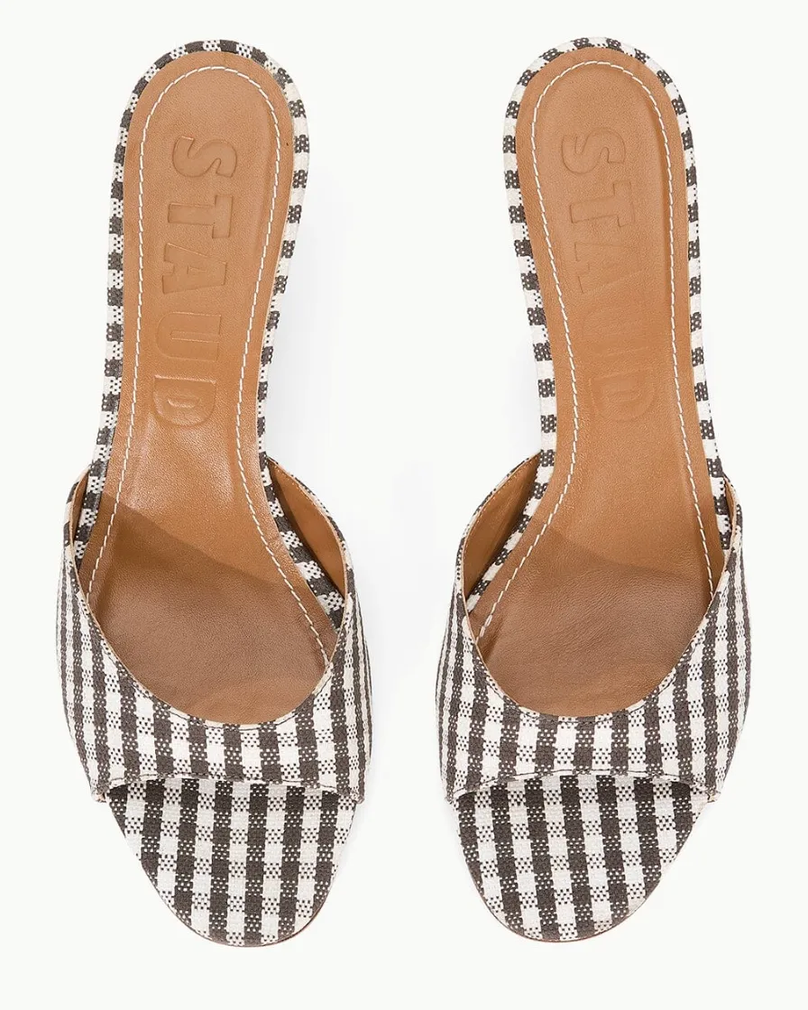 BRIGITTE MULE DARK CHOCOLATE MICRO CHECK | Staud