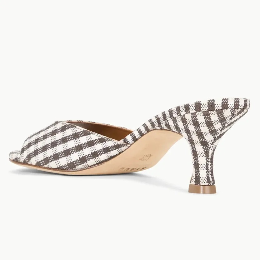 BRIGITTE MULE DARK CHOCOLATE MICRO CHECK | Staud