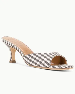 BRIGITTE MULE DARK CHOCOLATE MICRO CHECK | Staud