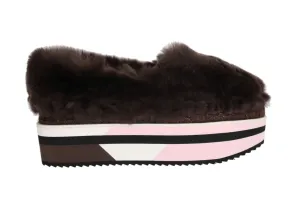 Brown Rabbit Fur Espadrilles Loafers