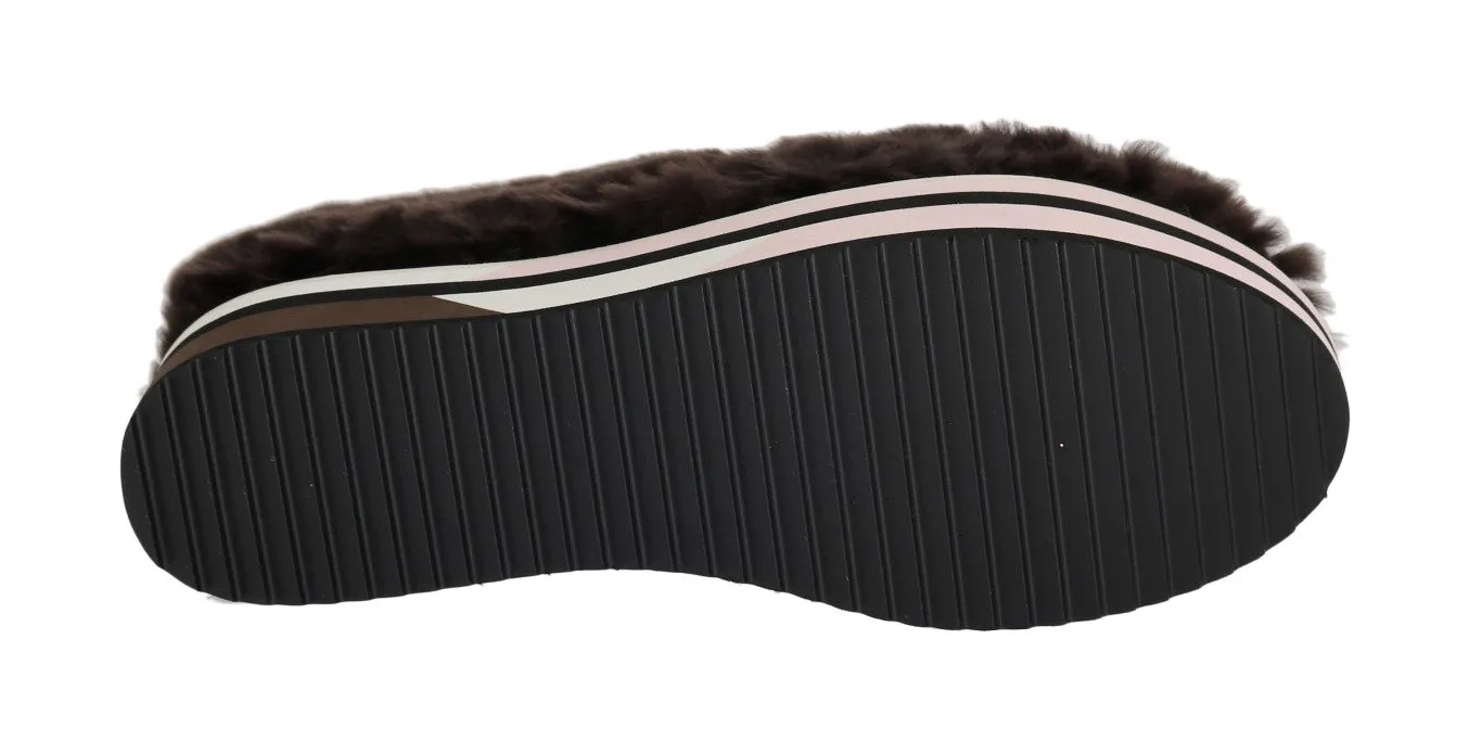 Brown Rabbit Fur Espadrilles Loafers
