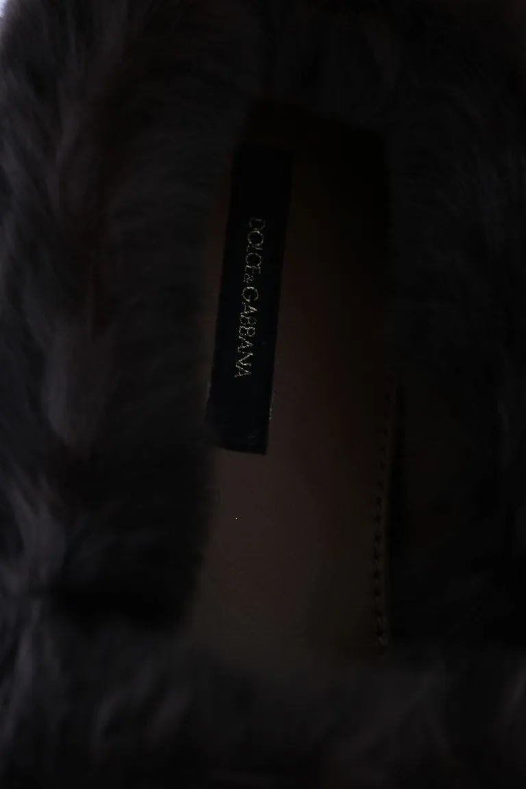Brown Rabbit Fur Espadrilles Loafers