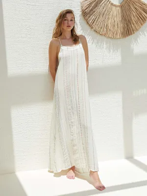 Canggu Maxi Dress In White Stripes