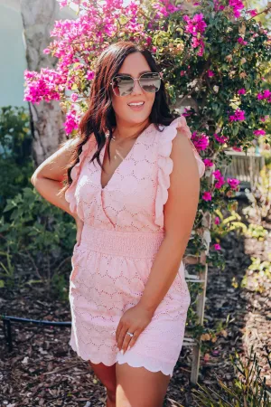 Cannes Cotton Eyelet Romper - Blush
