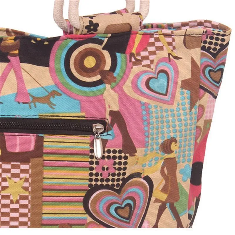 Casual Canvas Print Handbags