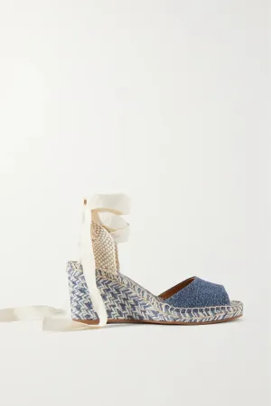 CHLOÉ Piia denim and canvas espadrille wedge sandals