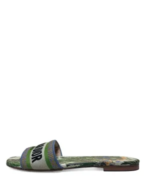 Christian Dior 2020 Canvas Embroidered Dway Slides sz39.5