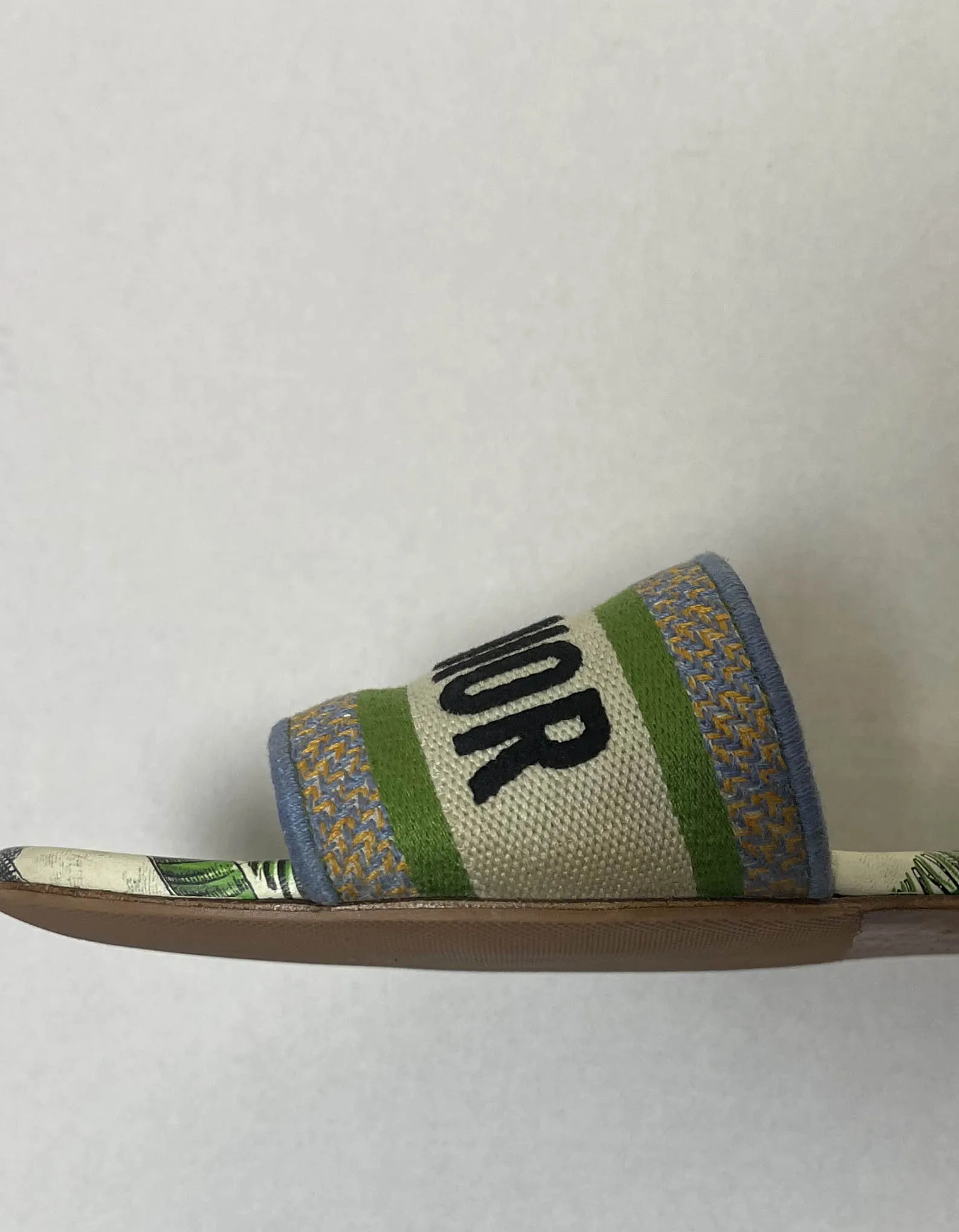 Christian Dior 2020 Canvas Embroidered Dway Slides sz39.5