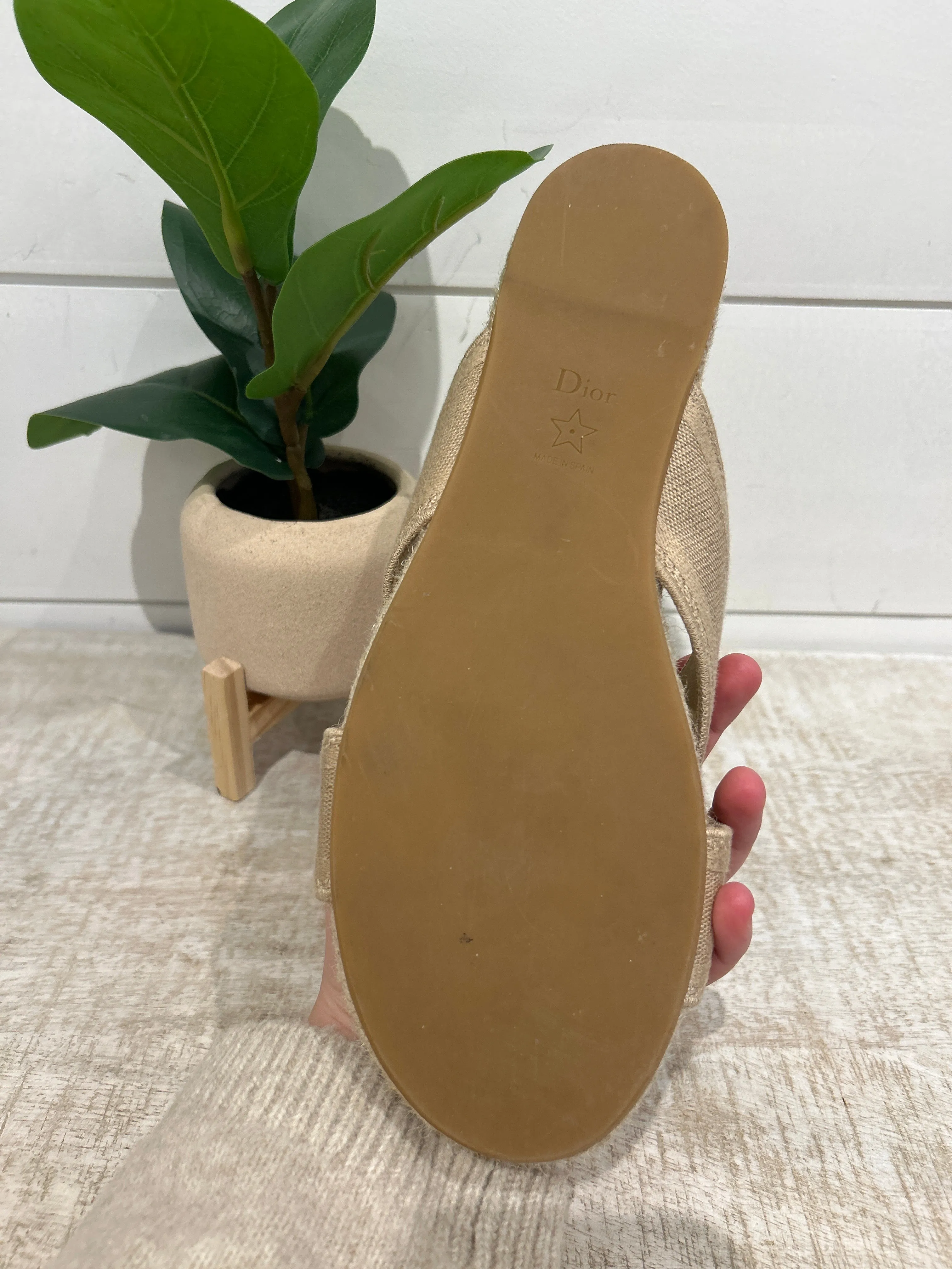 Christian Dior Shoes, Canvas Embroidered Granville Espadrille Crisscross Sandals (size 42)