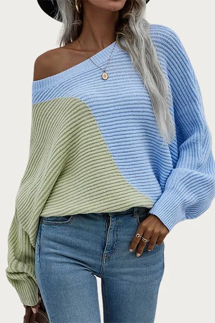 COTTON-BLEND COLORBLOCK SWEATER