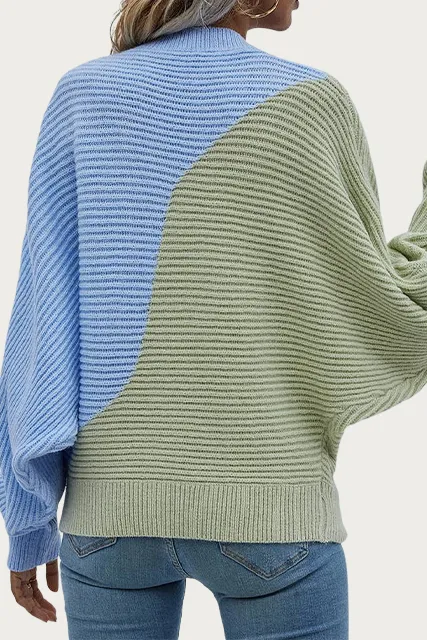 COTTON-BLEND COLORBLOCK SWEATER