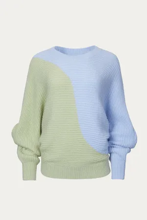 COTTON-BLEND COLORBLOCK SWEATER