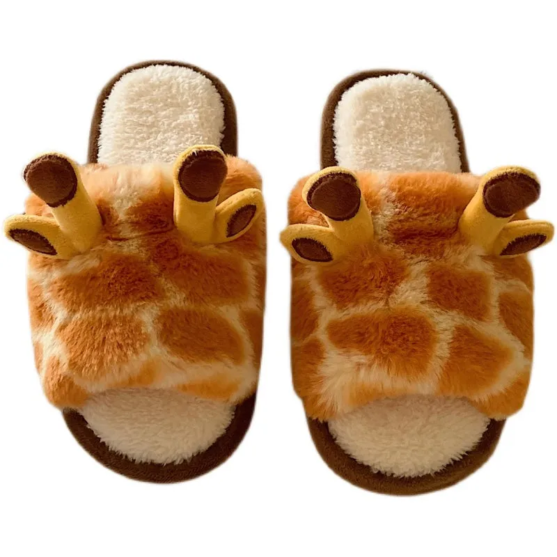 Cute Cartoon Giraffe Cotton Slippers UB3494