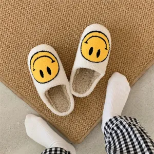 Cute Smiley Plush Cotton Slippers UB3491
