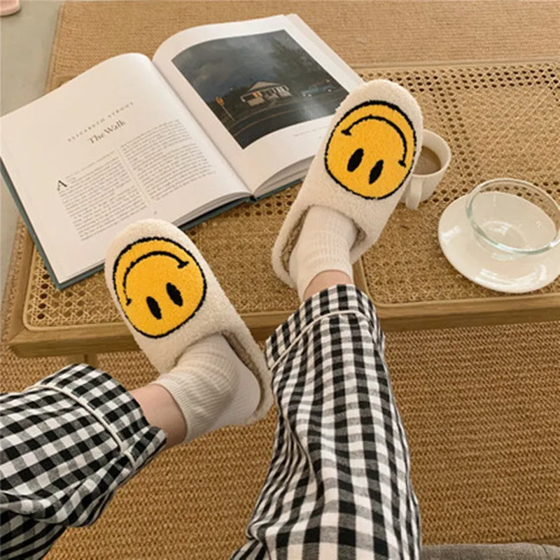 Cute Smiley Plush Cotton Slippers UB3491