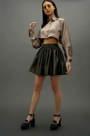 Daria V.2 Olive Gathered Mini Skirt