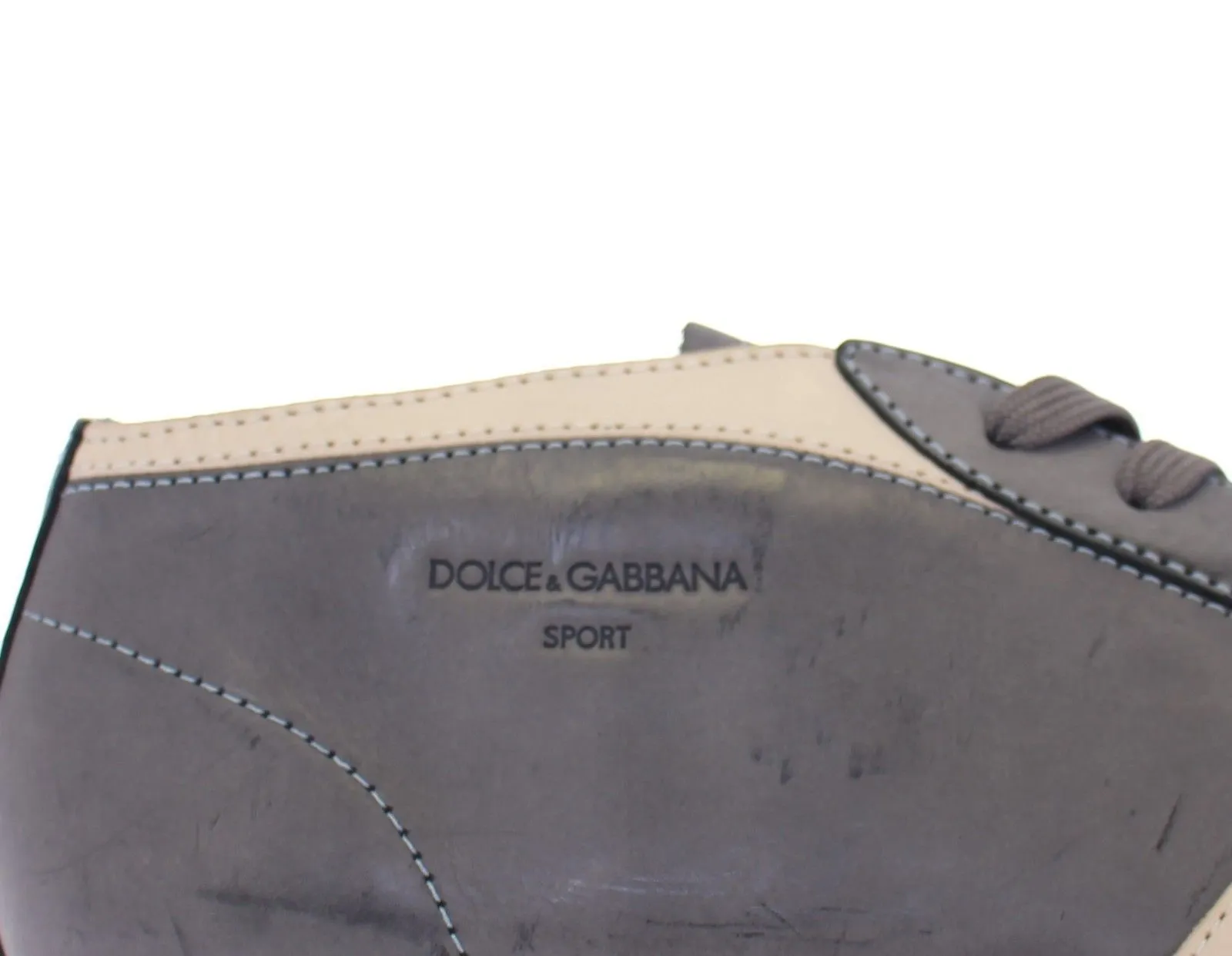 Dark Gray Leather Logo Sport Sneakers Shoes