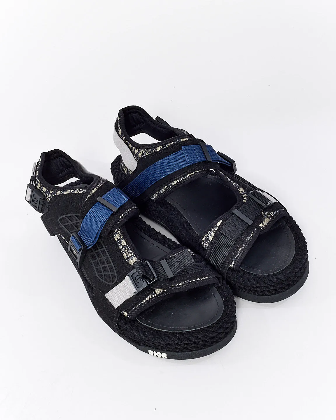Dior Men's Black Suede & Canvas Sandals - 44