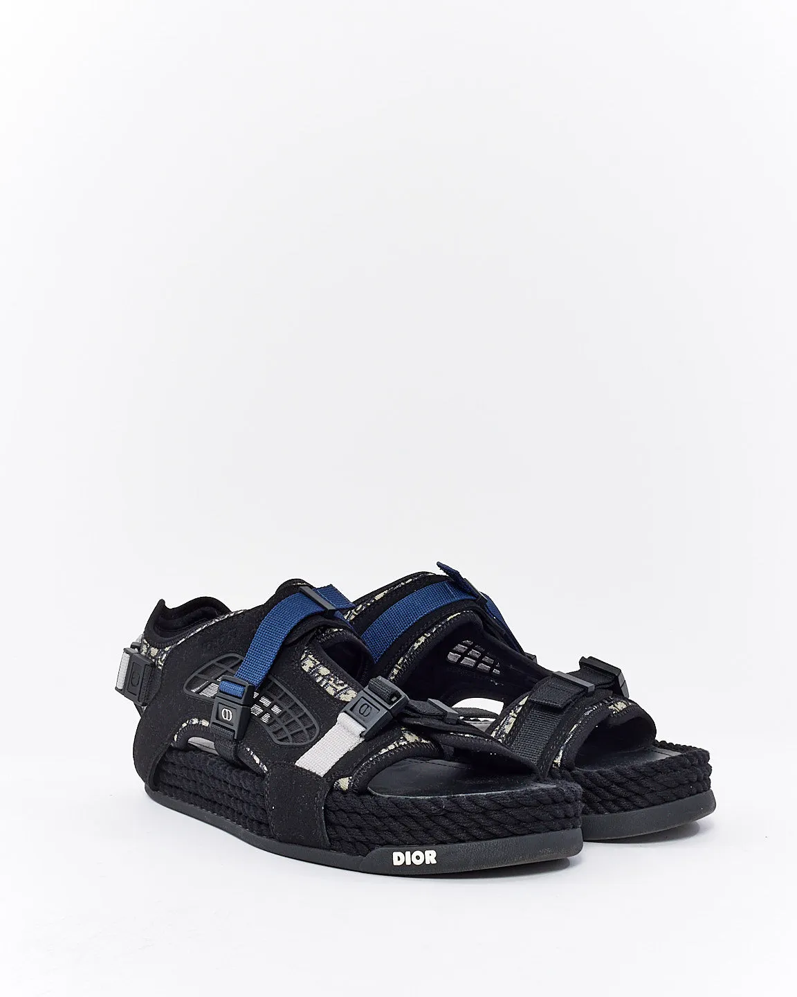Dior Men's Black Suede & Canvas Sandals - 44
