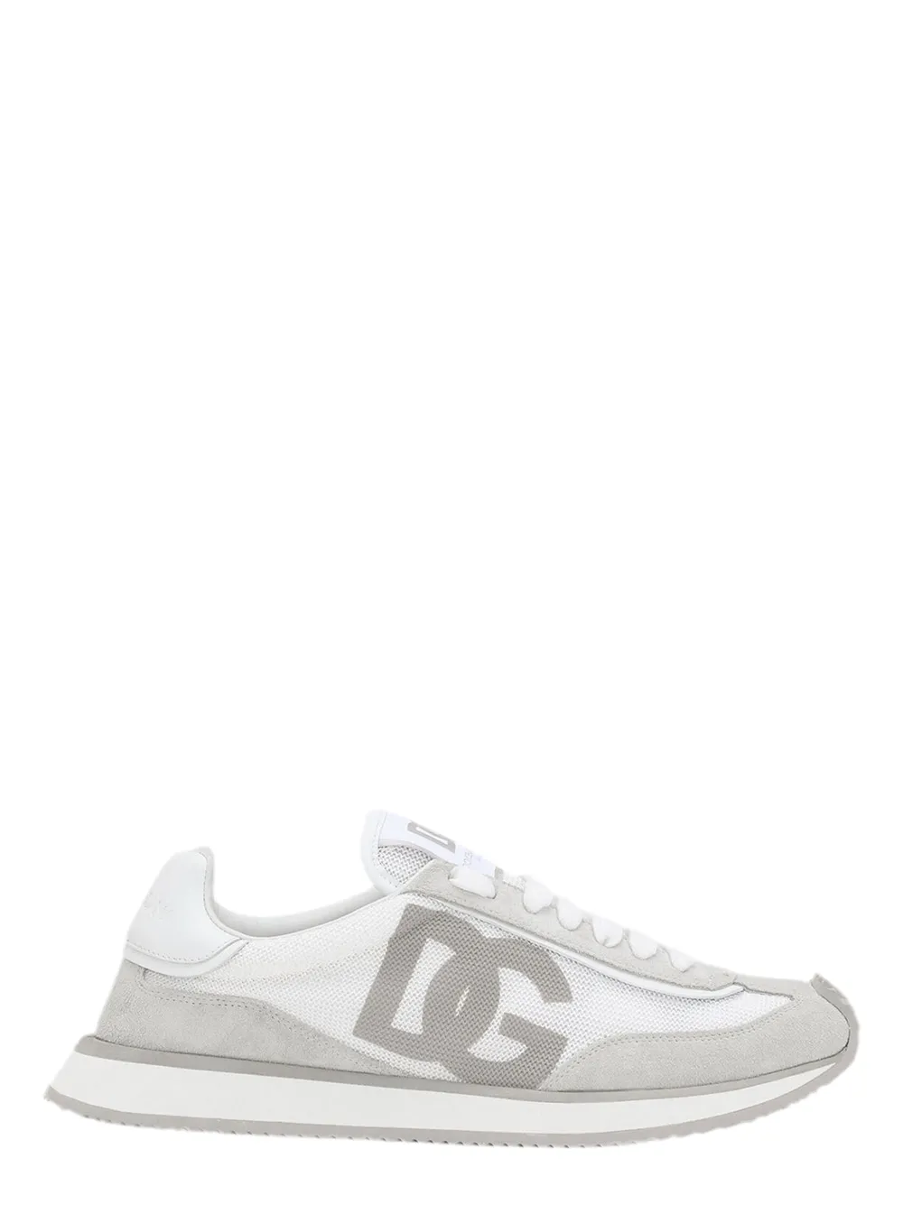 Dolce & Gabbana Mixed Material DG Cushion Sneakers in White/White