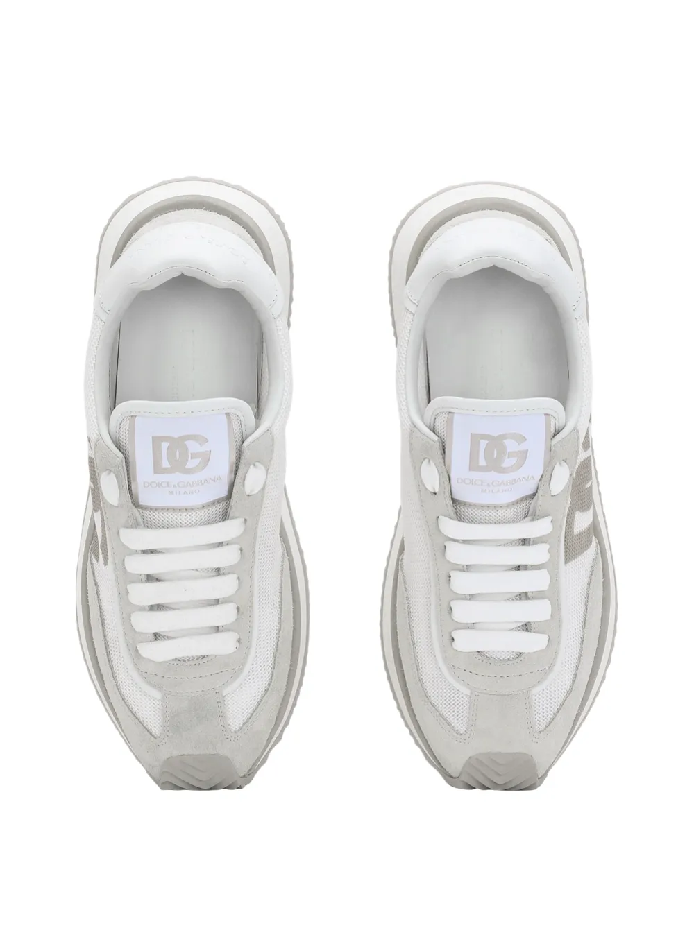 Dolce & Gabbana Mixed Material DG Cushion Sneakers in White/White