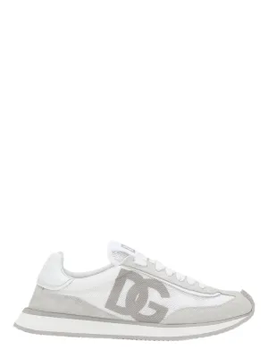 Dolce & Gabbana Mixed Material DG Cushion Sneakers in White/White